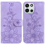 OnePlus Nord 6 5G / CE6 5G Stativskal Lily Flower Imprint Lädermobilskal med Handledsrem