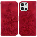 OnePlus Nord 6 5G / CE6 5G Stativskal Lily Flower Imprint Lädermobilskal med Handledsrem