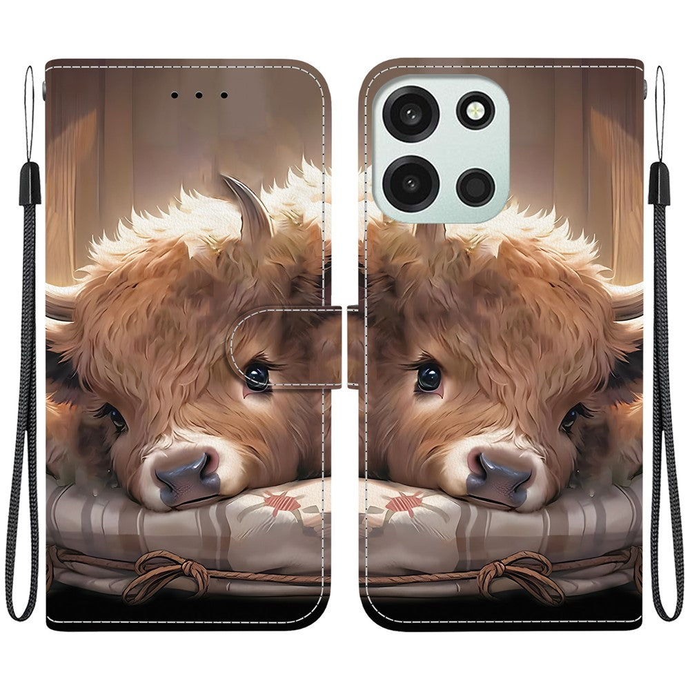 For OnePlus Nord 6 5G  /  CE6 5G Leather Case Stand Wallet Pattern Printing Phone Cover with Wrist Strap