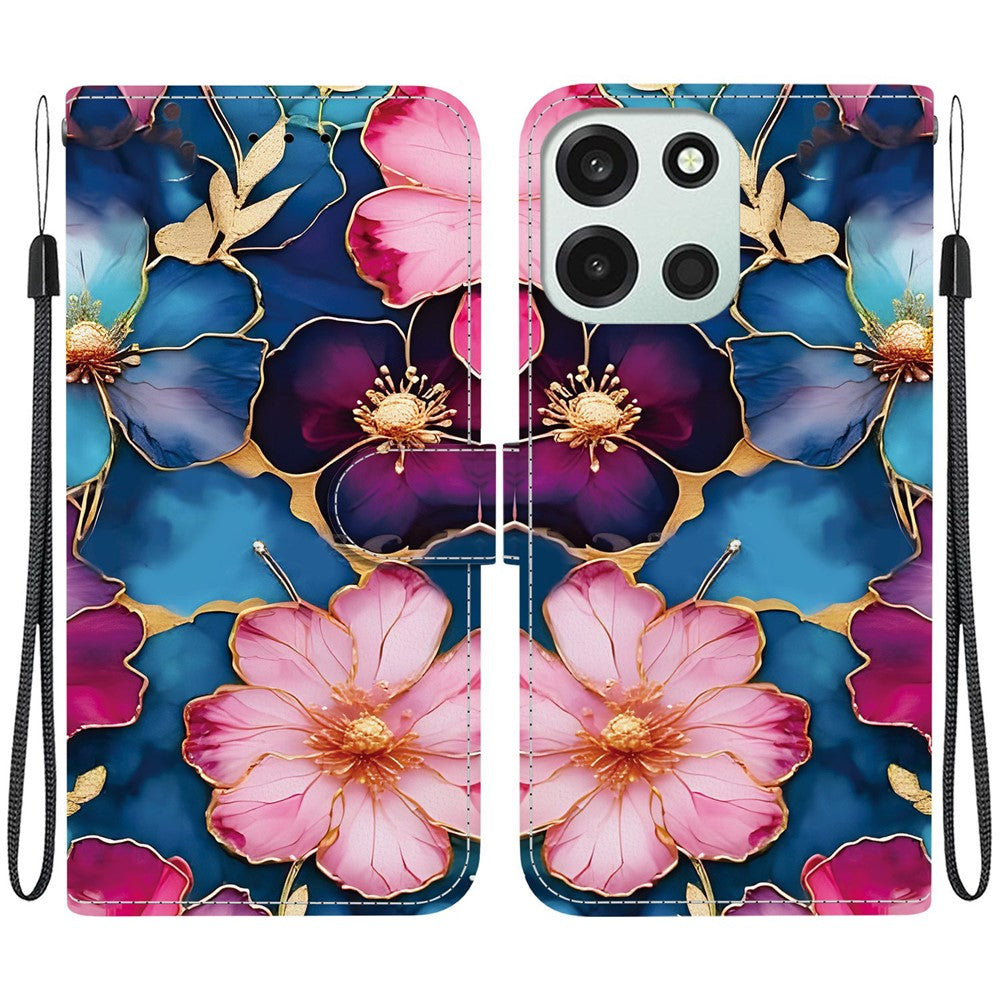 For OnePlus Nord 6 5G  /  CE6 5G Wallet Case Pattern Printing Leather Stand Phone Cover with Strap