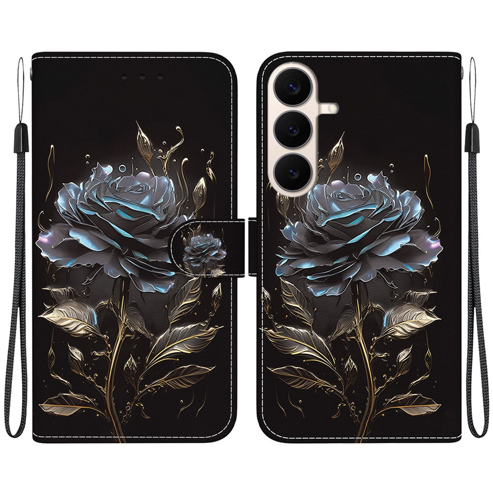 Til Samsung Galaxy S26 FE Pung Telefoncover Anti-fald Mønsterprint Læder Flipcover med Rem