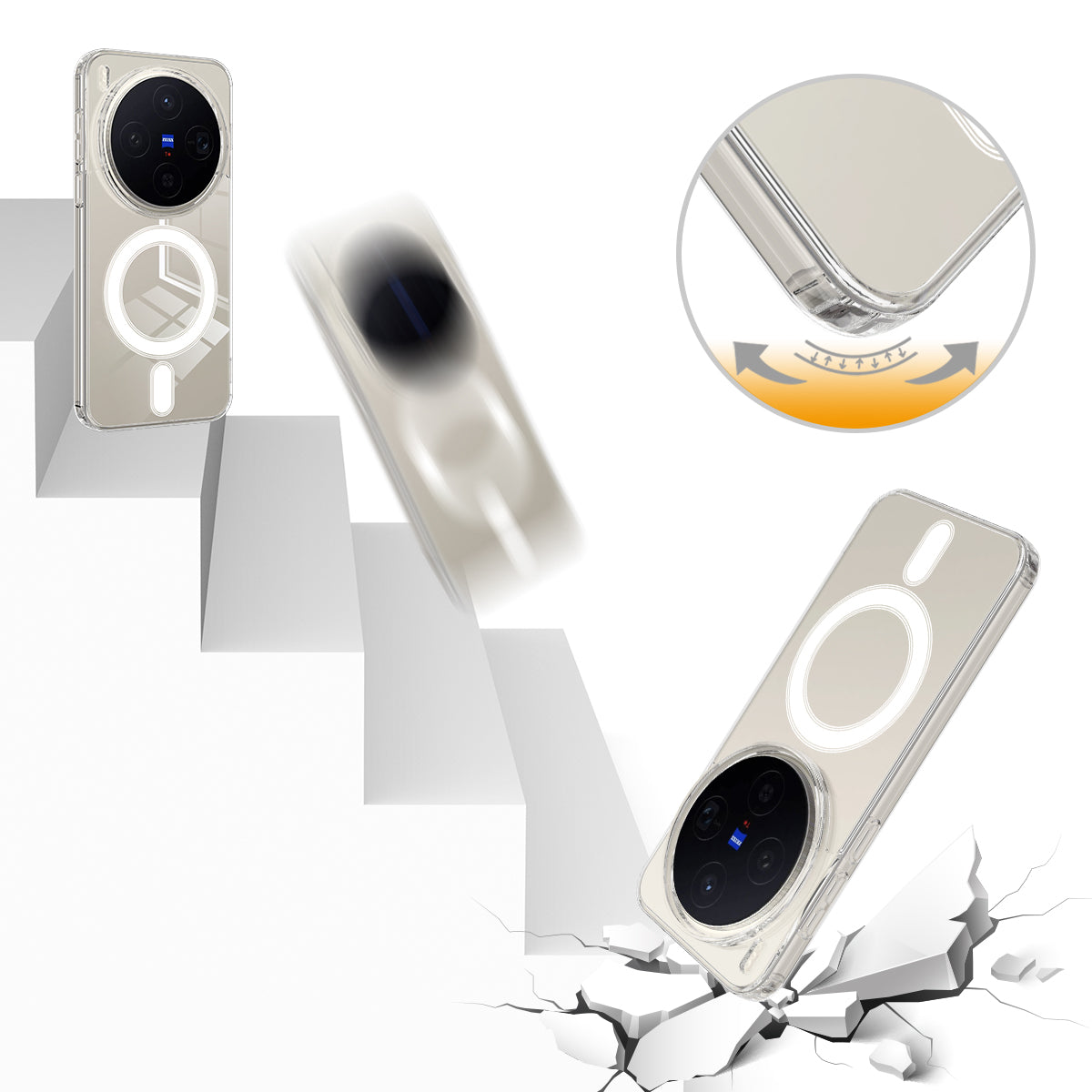 For vivo X300 5G Clear Phone Magnetic Case TPU + Acrylic Back Cover