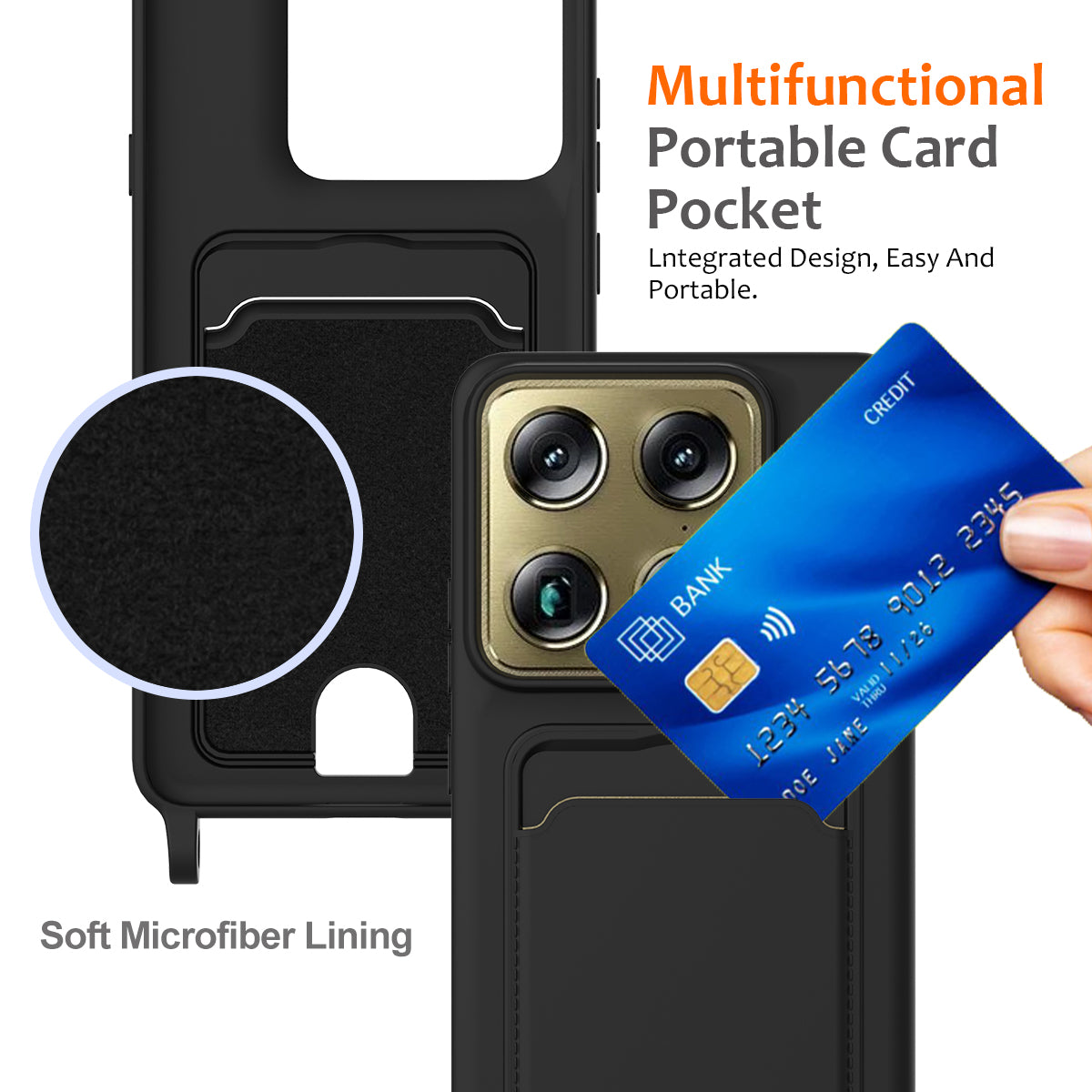 Motorola Moto X70 Air Pro 5G / Motorola Signature 5G / Motorola Edge 70 Ultra 5G-cover i flydende silikone med kortholder, mobilbagside og snor