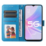 For Oppo A58 5G PU Leather Sunflower Imprinted Phone Case Stand Wallet Folio Flip Cover with Wrist Strap