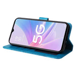 For Oppo A58 5G PU Leather Sunflower Imprinted Phone Case Stand Wallet Folio Flip Cover with Wrist Strap