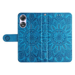 For Oppo A58 5G PU Leather Sunflower Imprinted Phone Case Stand Wallet Folio Flip Cover with Wrist Strap
