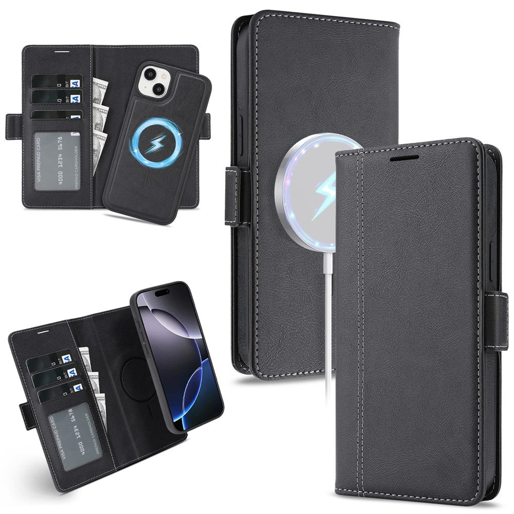 For iPhone 15 Plus Magnetic Case Detachable 2 in 1 Leather Wallet Phone Cover