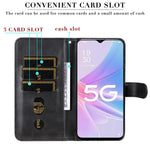 Calf Texture Phone Case for Oppo A58 5G, PU Leather Zipper Pocket Cover with Stand Wallet