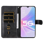 Calf Texture Phone Case for Oppo A58 5G, PU Leather Zipper Pocket Cover with Stand Wallet