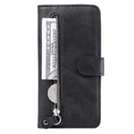 Calf Texture Phone Case for Oppo A58 5G, PU Leather Zipper Pocket Cover with Stand Wallet