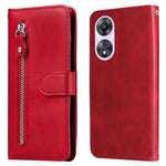 Calf Texture Phone Case for Oppo A58 5G, PU Leather Zipper Pocket Cover with Stand Wallet
