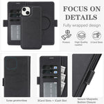 For iPhone 14 Magnetic Case Detachable 2 in 1 Leather Wallet Phone Cover
