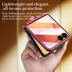 SULADA For Samsung	Galaxy Z Flip8 Case Rhombus Leather+PC Phone Cover with Shoulder Strap