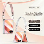SULADA For Samsung	Galaxy Z Flip8 Case with Strap Leather Back Phone Cover Hinge Protection