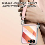 SULADA For Samsung	Galaxy Z Flip8 Case with Strap Leather Back Phone Cover Hinge Protection