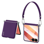 SULADA For Samsung	Galaxy Z Flip8 Case with Strap Leather Back Phone Cover Hinge Protection