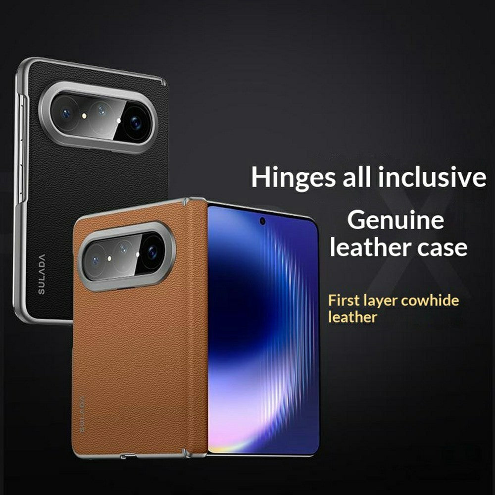 SULADA For Huawei Pura X Max Case Genuine Cow Leather Frameless Phone Back Cover