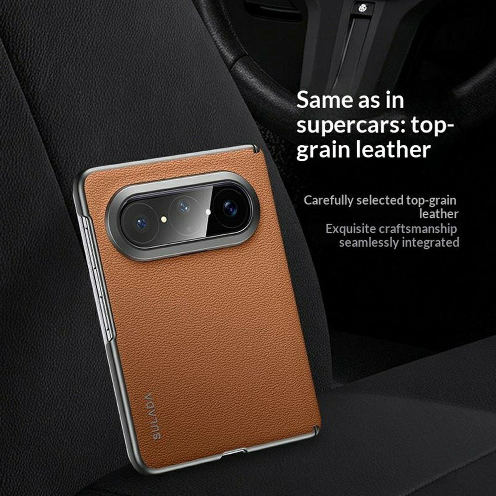 SULADA For Huawei Pura X Max Case Genuine Cow Leather Frameless Phone Back Cover