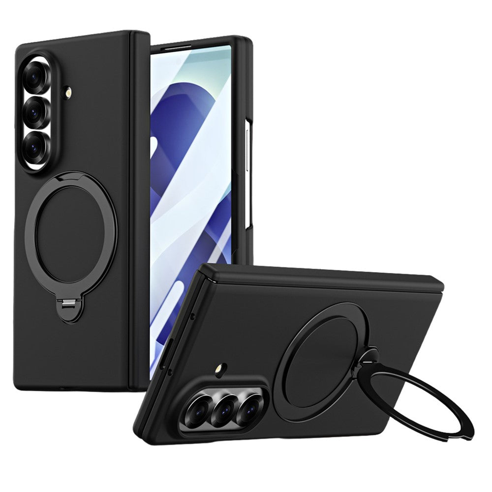 Samsung Galaxy Z Fold7 5G-cover med magnetisk roterende stativ, hårdt PC-mobilcover med hærdet glas