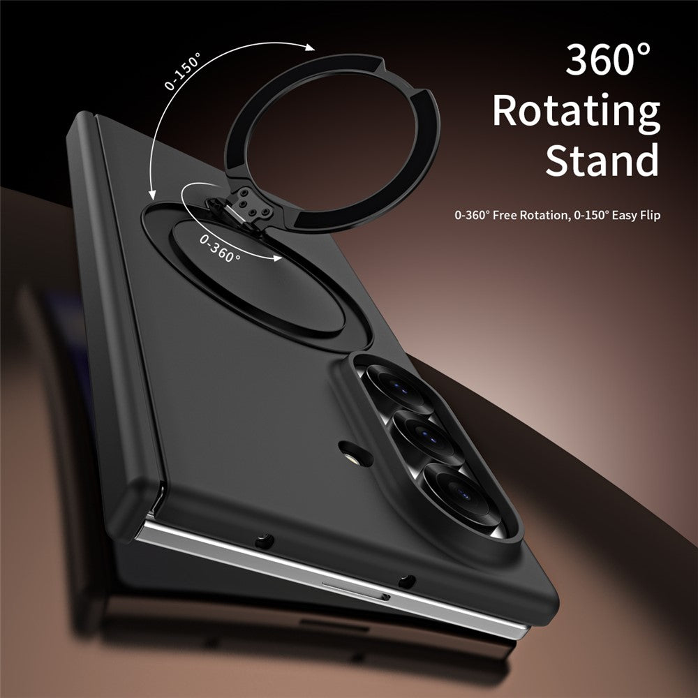 Samsung Galaxy Z Fold7 5G-cover med magnetisk roterende stativ, hårdt PC-mobilcover med hærdet glas