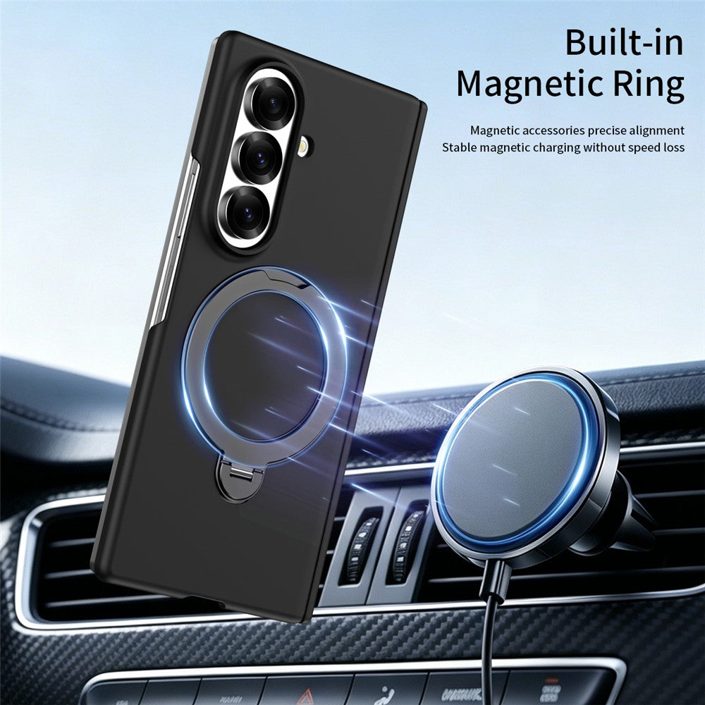 Samsung Galaxy Z Fold7 5G-cover med magnetisk roterende stativ, hårdt PC-mobilcover med hærdet glas