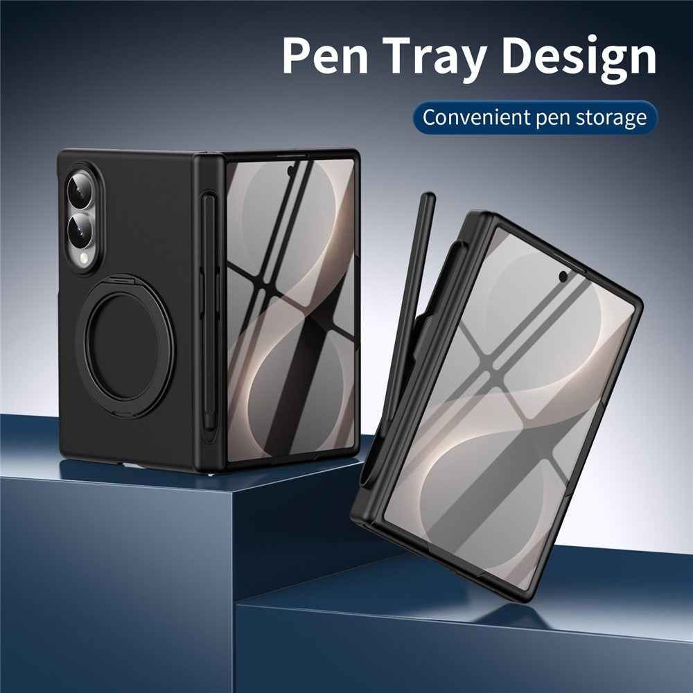Til Samsung Galaxy Z Fold8 Roterende Støtteben PC Telefoncover med Hærdet Glasfilm / Stylus