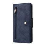 For Samsung Galaxy A27 5G Case Zipper Wallet Rivet Decor Leather Phone Cover with Wrist Strap