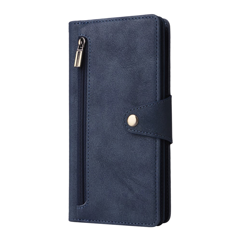 For Samsung Galaxy A27 5G Case Zipper Wallet Rivet Decor Leather Phone Cover with Wrist Strap