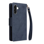 For Samsung Galaxy A27 5G Case Zipper Wallet Rivet Decor Leather Phone Cover with Wrist Strap