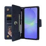 For Samsung Galaxy A27 5G Case Zipper Wallet Rivet Decor Leather Phone Cover with Wrist Strap