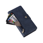 For Samsung Galaxy A27 5G Case Zipper Wallet Rivet Decor Leather Phone Cover with Wrist Strap