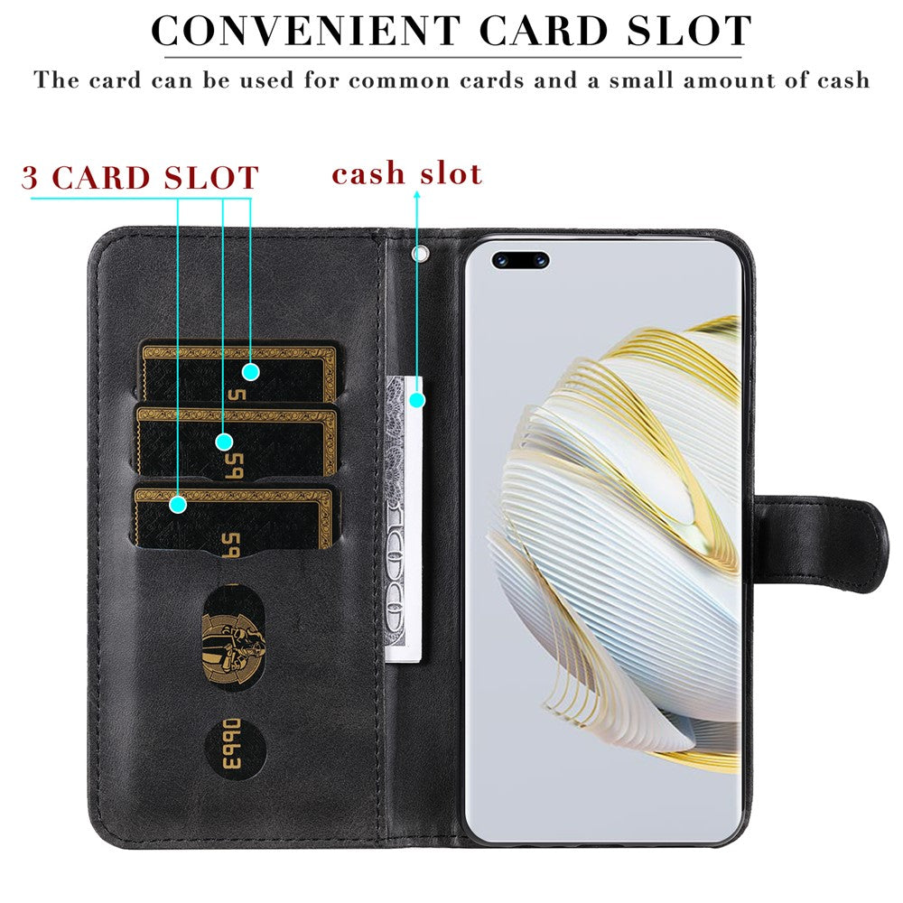 For Huawei nova 10 Pro 4G Calf Texture PU Leather Zipper Pocket Phone Case Magnetic Clasp Stand Wallet Cover