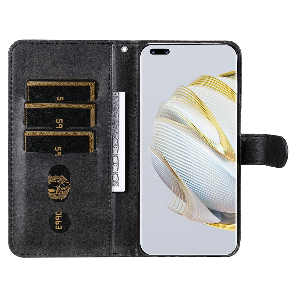 For Huawei nova 10 Pro 4G Calf Texture PU Leather Zipper Pocket Phone Case Magnetic Clasp Stand Wallet Cover