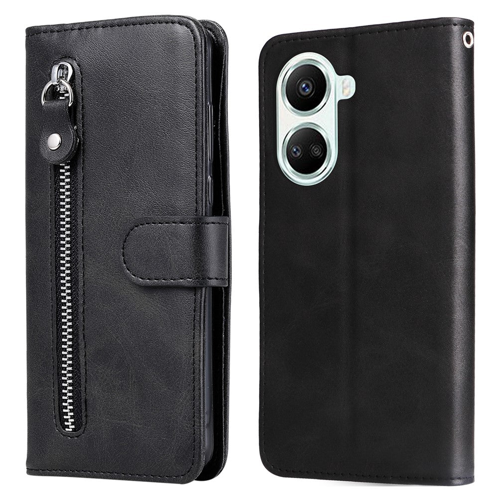 Calf Texture PU Leather Phone Case for Huawei nova 10 SE 4G, Zipper Pocket Stand Wallet Full Protection Cover