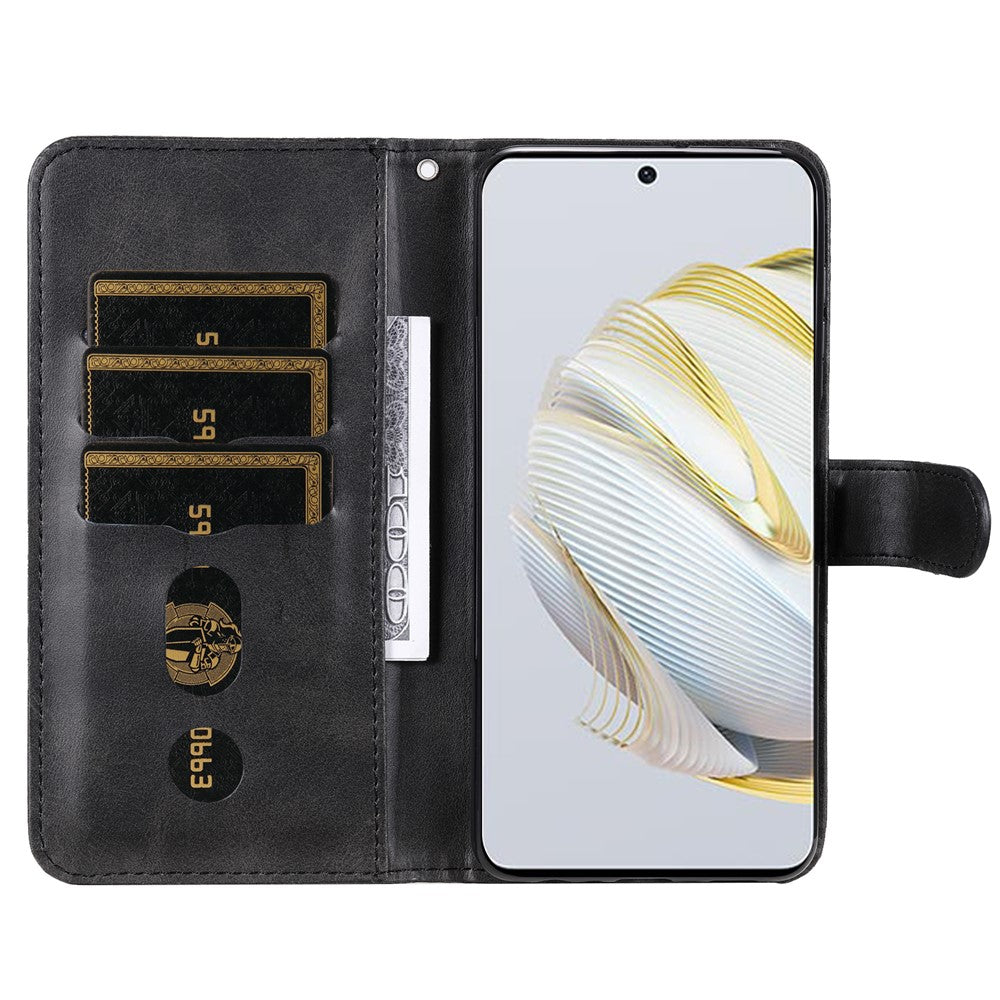 Calf Texture PU Leather Phone Case for Huawei nova 10 SE 4G, Zipper Pocket Stand Wallet Full Protection Cover