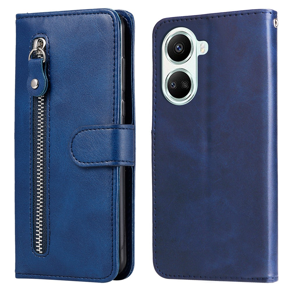 Calf Texture PU Leather Phone Case for Huawei nova 10 SE 4G, Zipper Pocket Stand Wallet Full Protection Cover