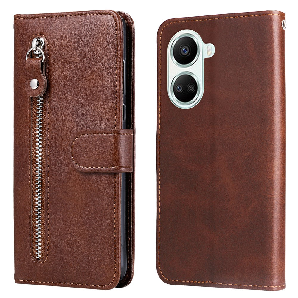 Calf Texture PU Leather Phone Case for Huawei nova 10 SE 4G, Zipper Pocket Stand Wallet Full Protection Cover