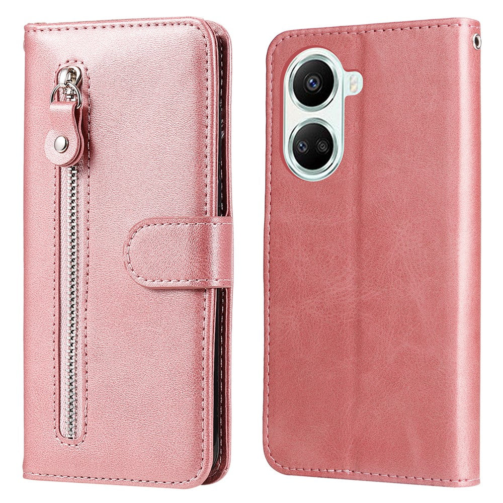 Calf Texture PU Leather Phone Case for Huawei nova 10 SE 4G, Zipper Pocket Stand Wallet Full Protection Cover