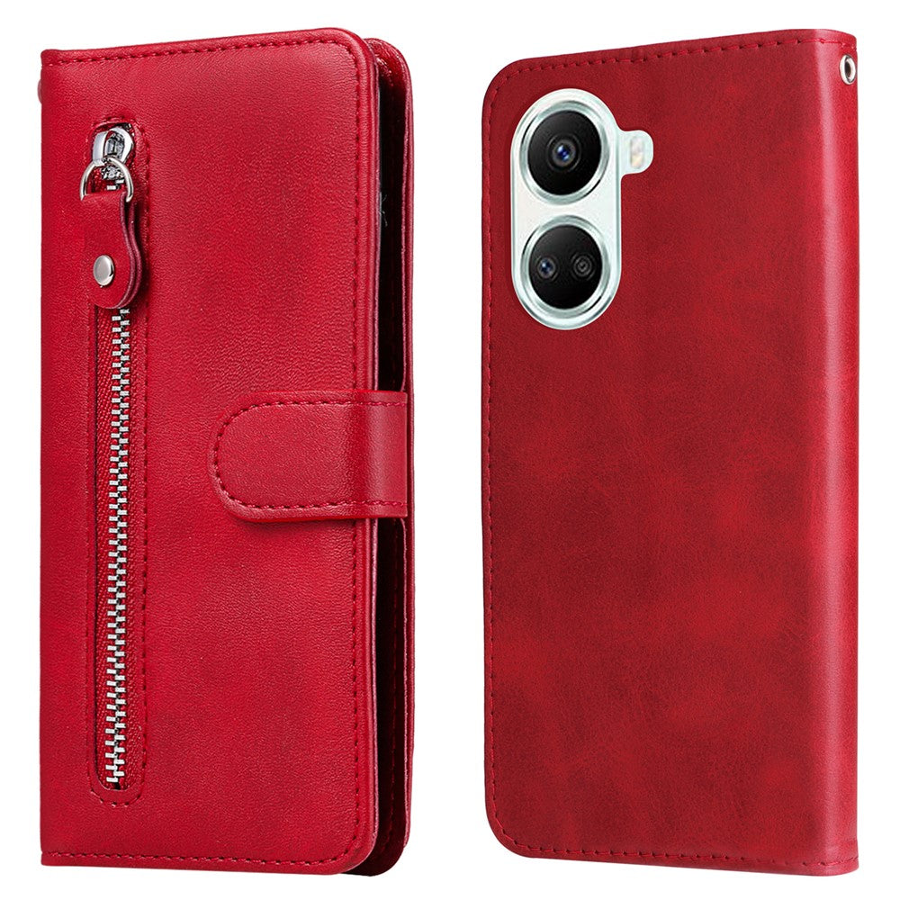 Calf Texture PU Leather Phone Case for Huawei nova 10 SE 4G, Zipper Pocket Stand Wallet Full Protection Cover