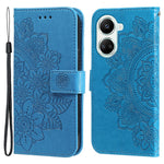 For Huawei nova 10 SE 4G Flower Imprinting PU Leather Stand Case Full Protection Phone Wallet Cover with Strap