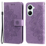 For Huawei nova 10 SE 4G Flower Imprinting PU Leather Stand Case Full Protection Phone Wallet Cover with Strap