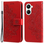 For Huawei nova 10 SE 4G Flower Imprinting PU Leather Stand Case Full Protection Phone Wallet Cover with Strap