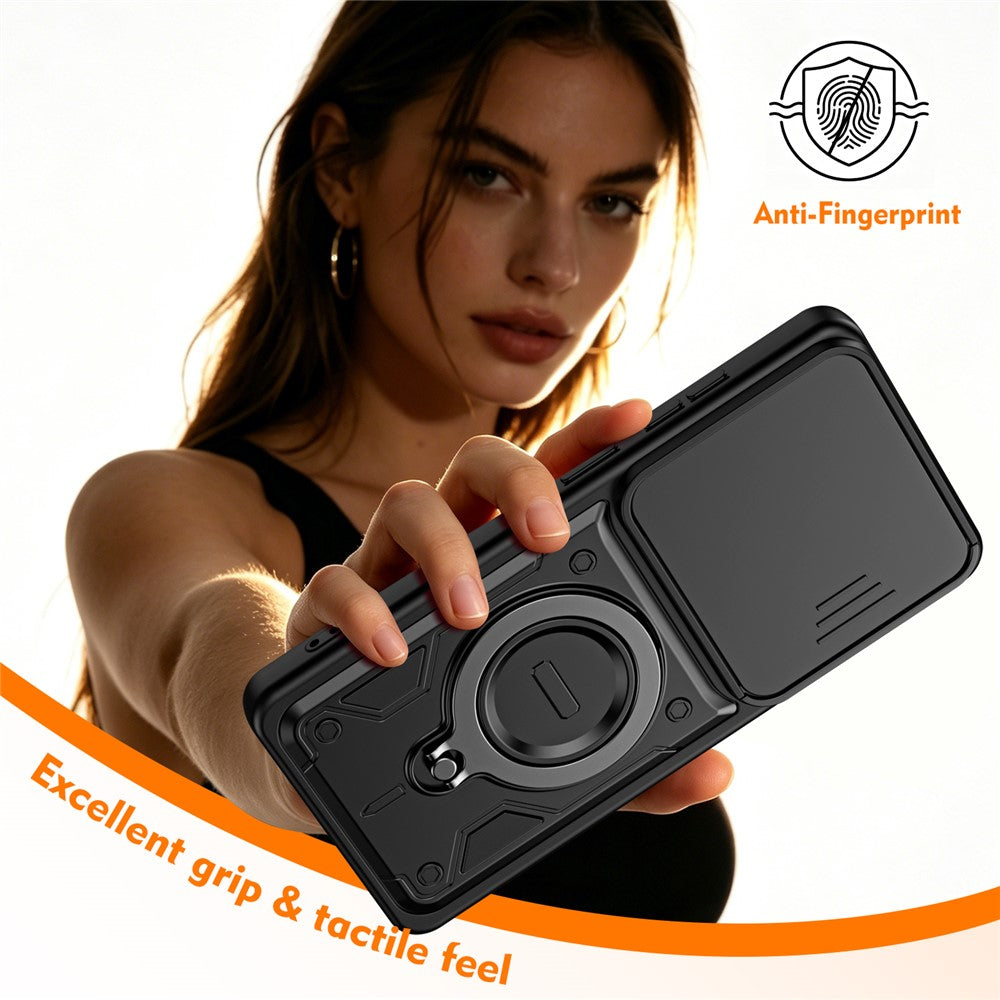 For Samsung Galaxy S26 Ultra Case with Slide Lens Cover Rotatable Kickstand Shockproof TPU + PC Phone Shell