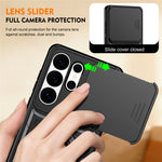 For Samsung Galaxy S26 Ultra Case with Slide Lens Cover Rotatable Kickstand Shockproof TPU + PC Phone Shell