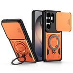 For Samsung Galaxy S26 Ultra Case with Slide Lens Cover Rotatable Kickstand Shockproof TPU + PC Phone Shell