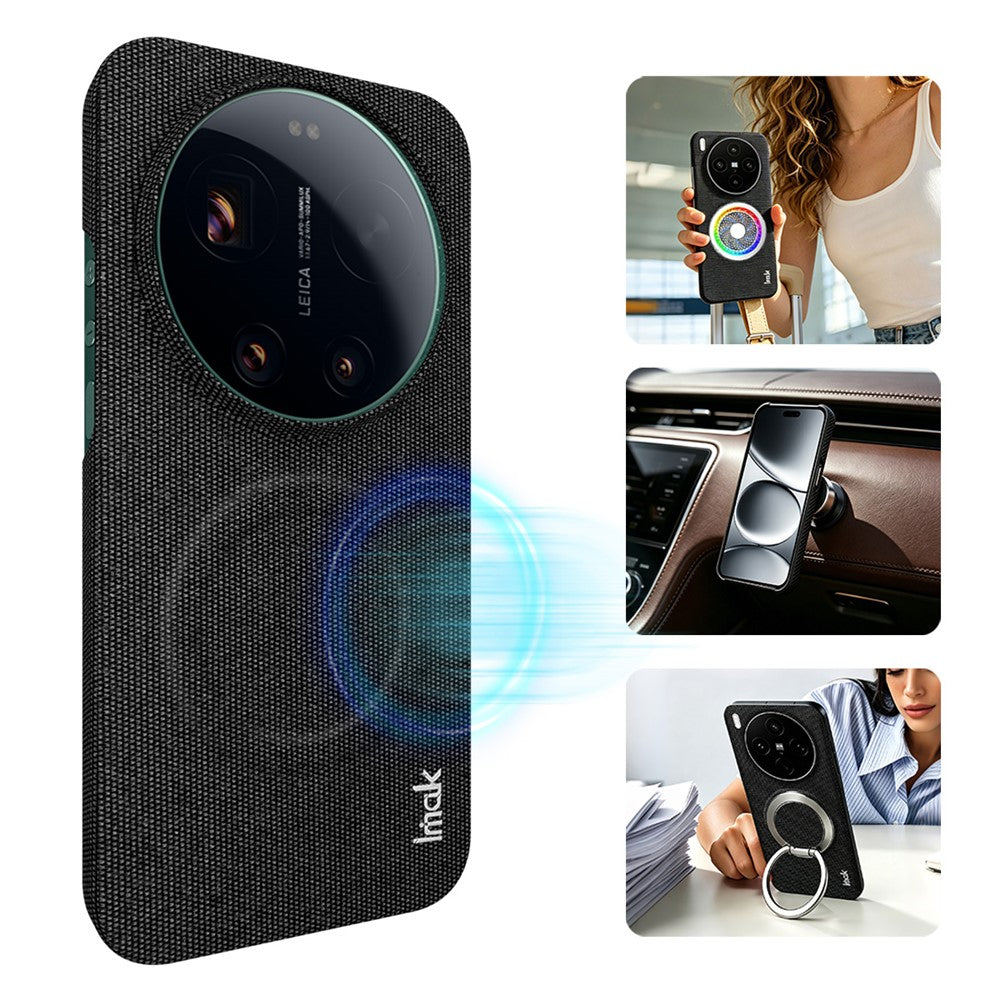 IMAK Ruiyi-serien til Xiaomi 17 Ultra 5G / 17 Ultra fra Leica, magnetisk etui med tekstilstruktur, læder + PC-bagside til mobil