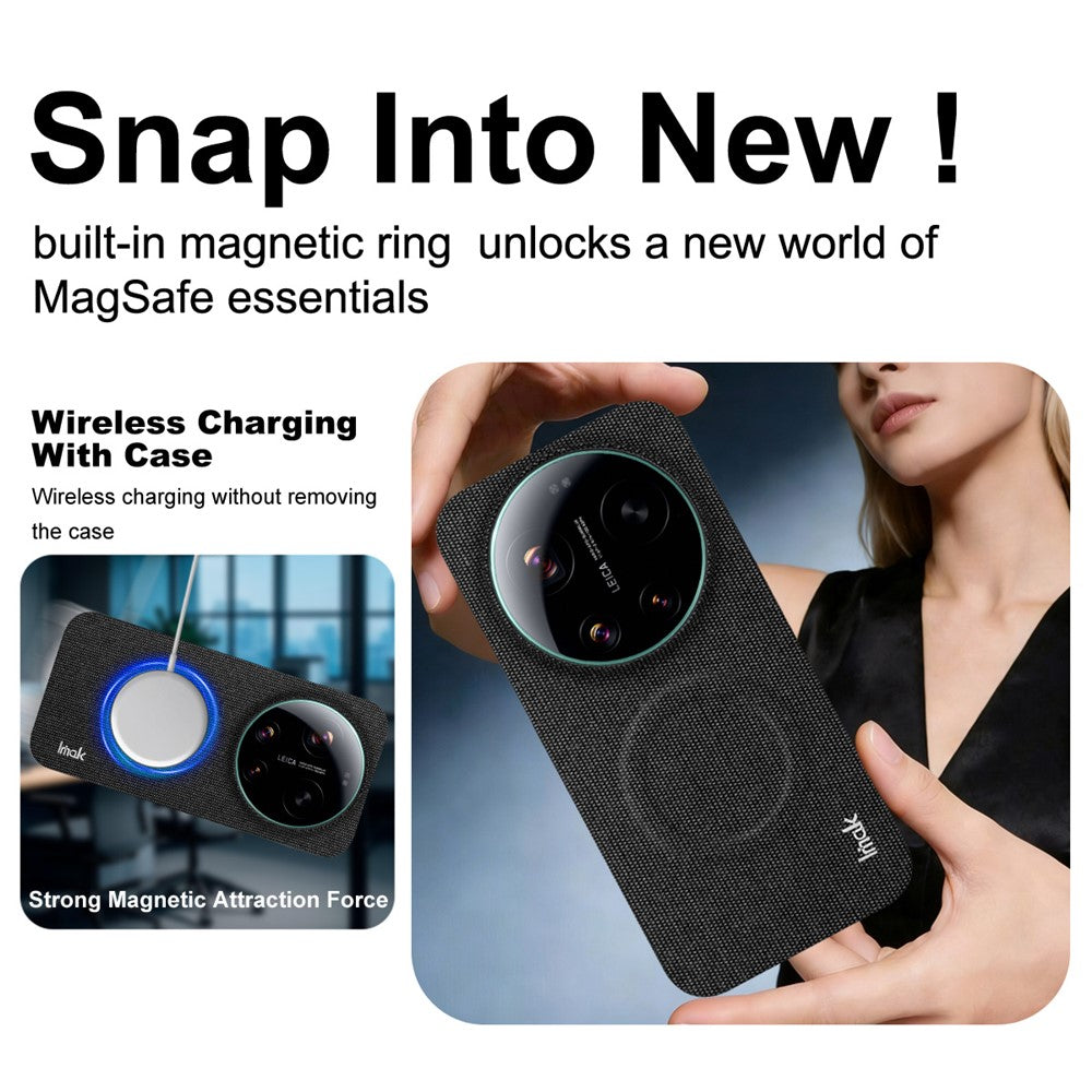 IMAK Ruiyi-serien för Xiaomi 17 Ultra 5G / 17 Ultra av Leica magnetiskt fodral Tygstruktur Läder + PC-bakstycke för mobil