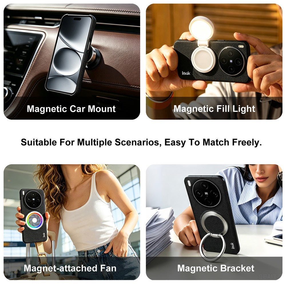 IMAK Ruiyi-serien för Xiaomi 17 Ultra 5G / 17 Ultra av Leica magnetiskt fodral Tygstruktur Läder + PC-bakstycke för mobil