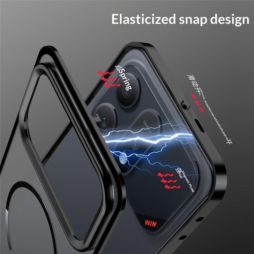 For Honor Win Turbo 5G Magnetic Case Aluminium Alloy PC Matte Phone Cover Pop-Up Snap Lock