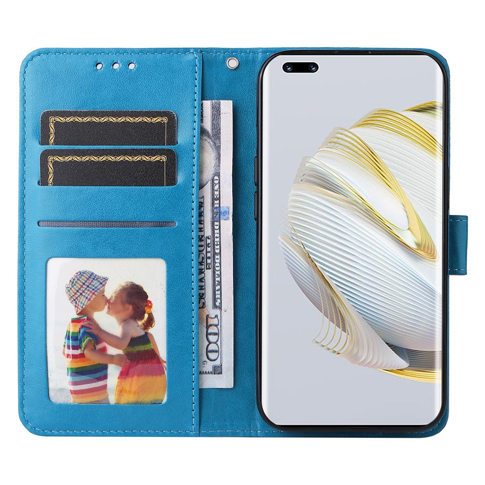 For Huawei nova 10 Pro 4G Sunflower Imprinted Phone Case Anti-scratch PU Leather Stand Wallet Cover with Wrist Strap